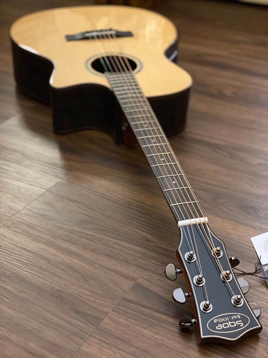 SQOE S-460T SK in Natural with Solid Spruce Top Rosewood back and side Bevel Cut - Image 6