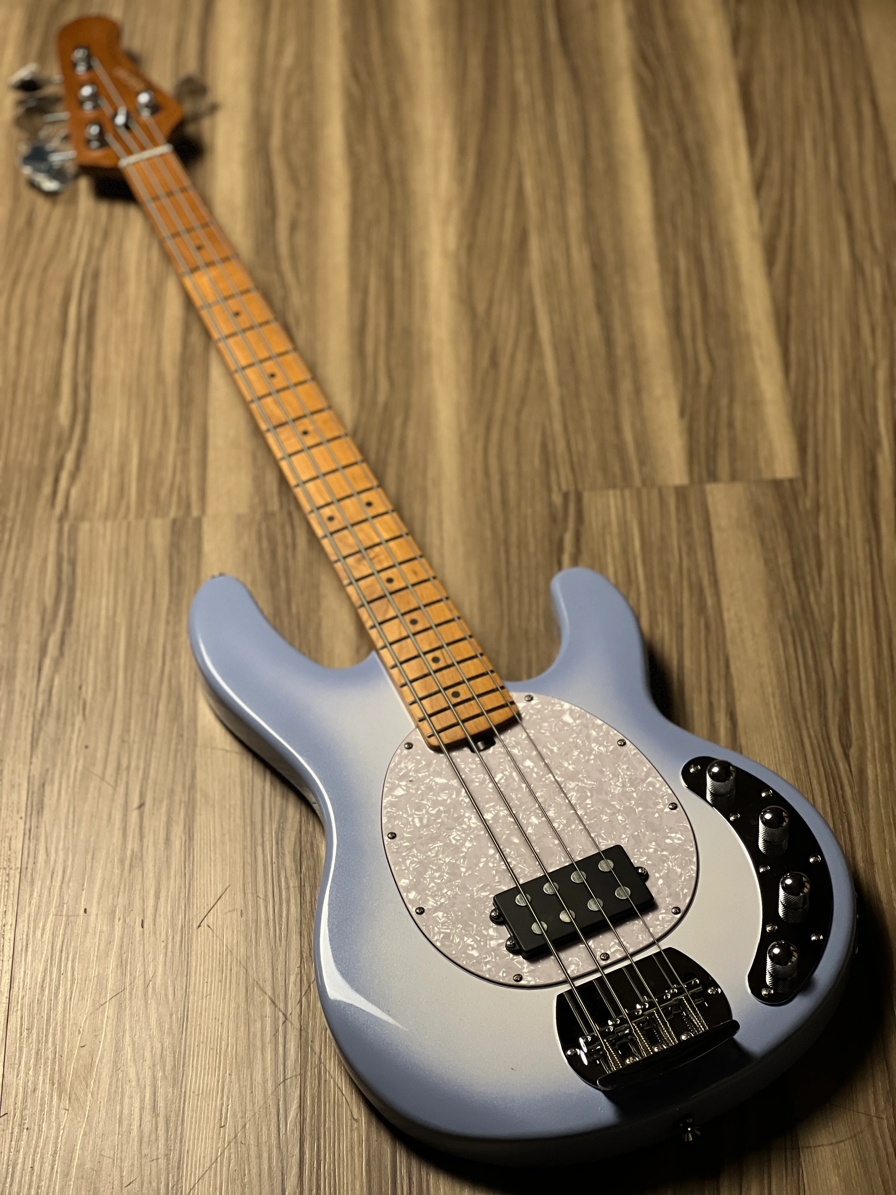 SQOE SBMS200 MWH 4 String Bass in Metallic White Burst - Image 2