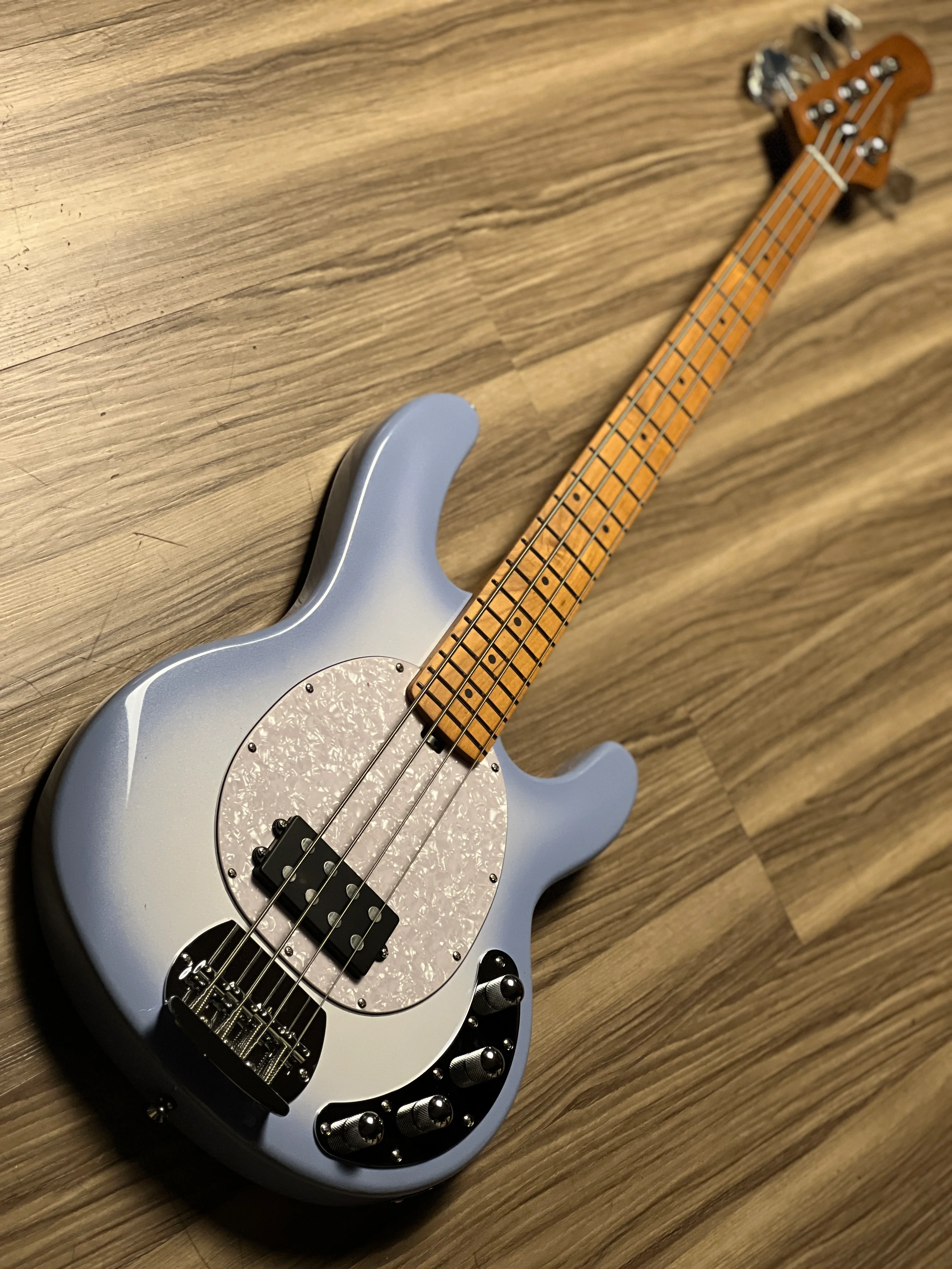 SQOE SBMS200 MWH 4 String Bass in Metallic White Burst - Image 3