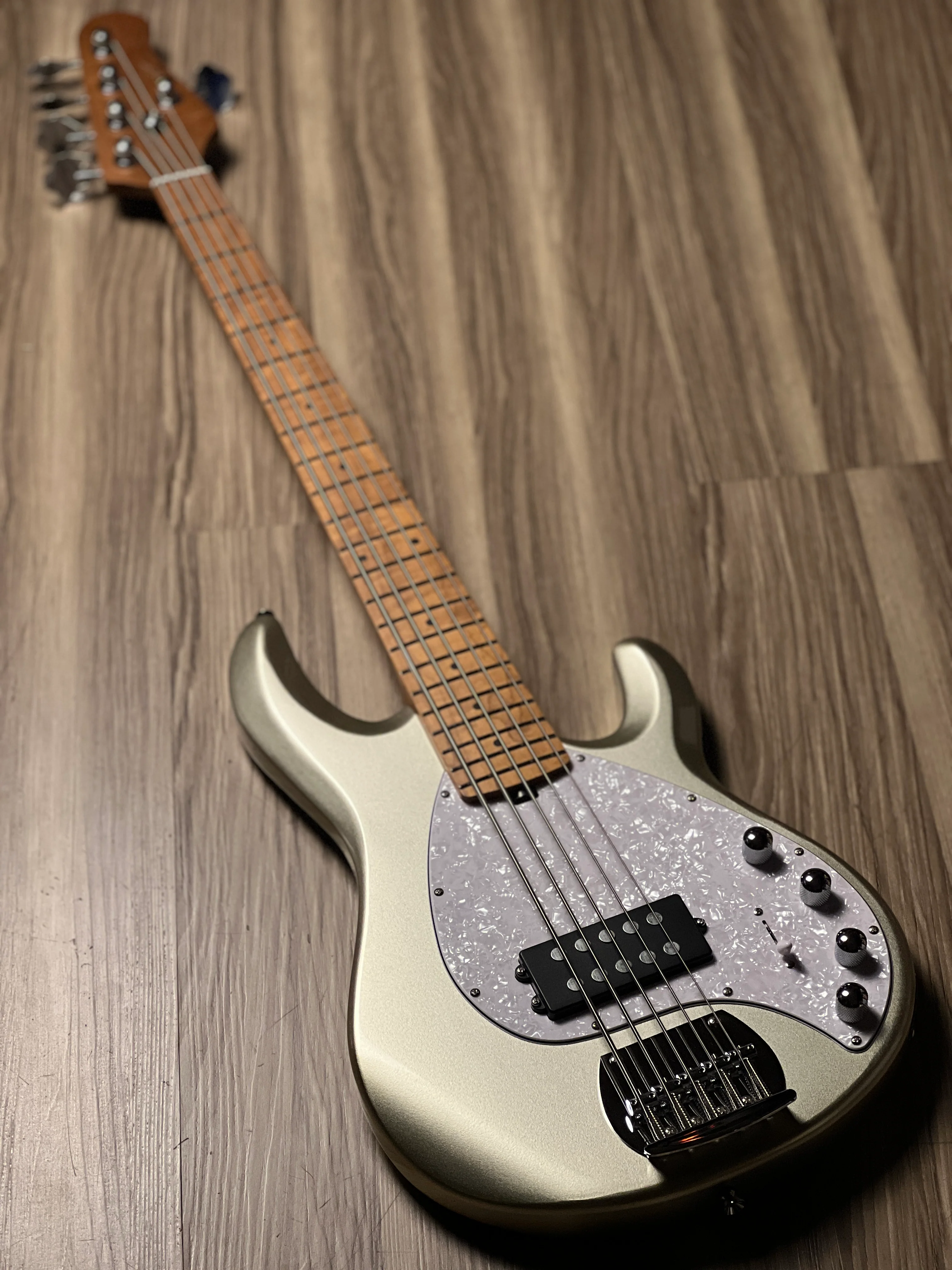 SQOE SBMS500 CA 5 String Bass in Silver Gray Metallic - Image 2