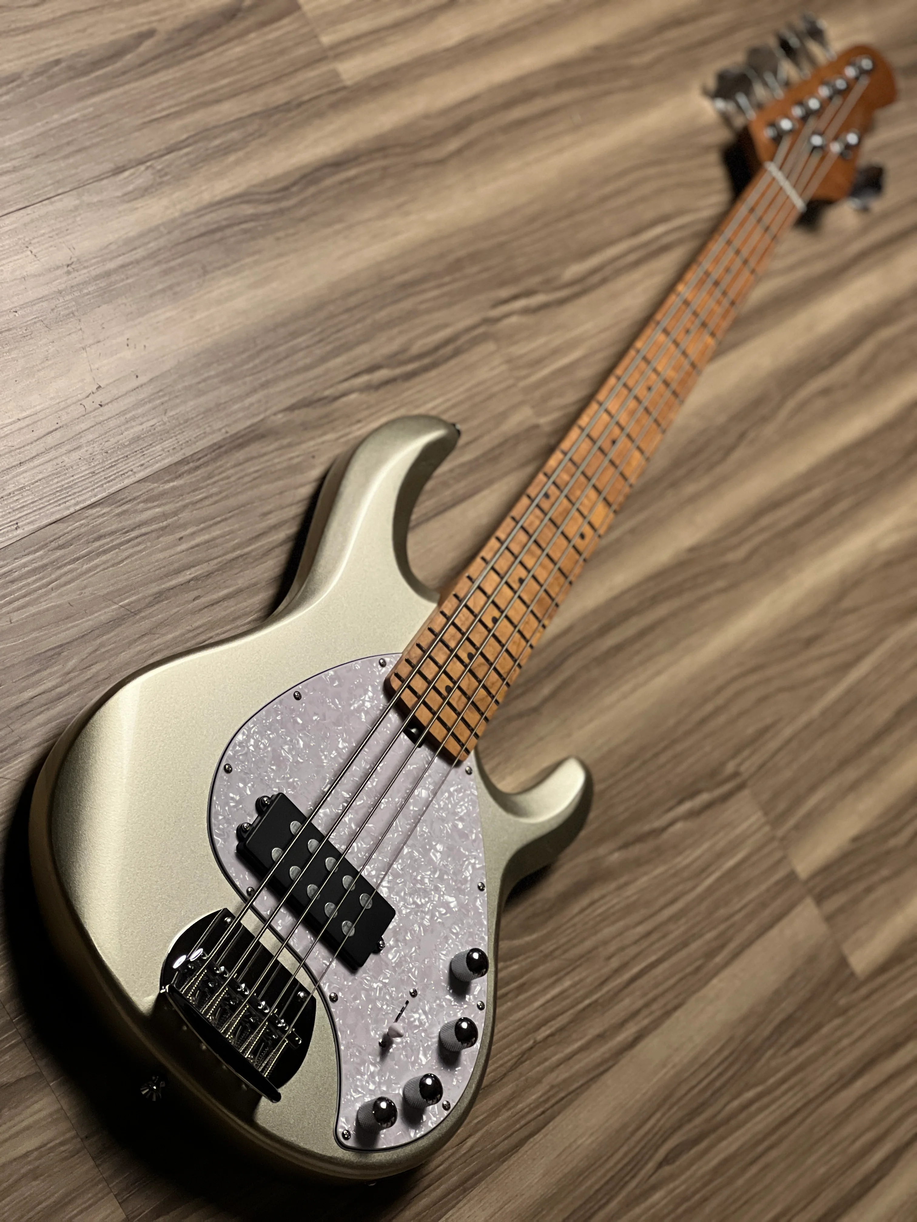 SQOE SBMS500 CA 5 String Bass in Silver Gray Metallic - Image 3