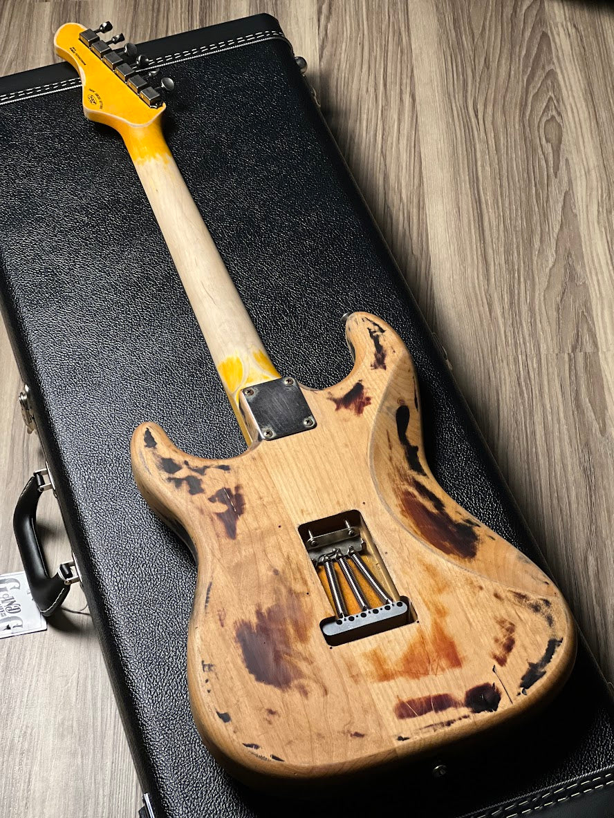 SQOE SEST960 SRV Tribute in 3-Tone Sunburst Heavy Relic - Image 4