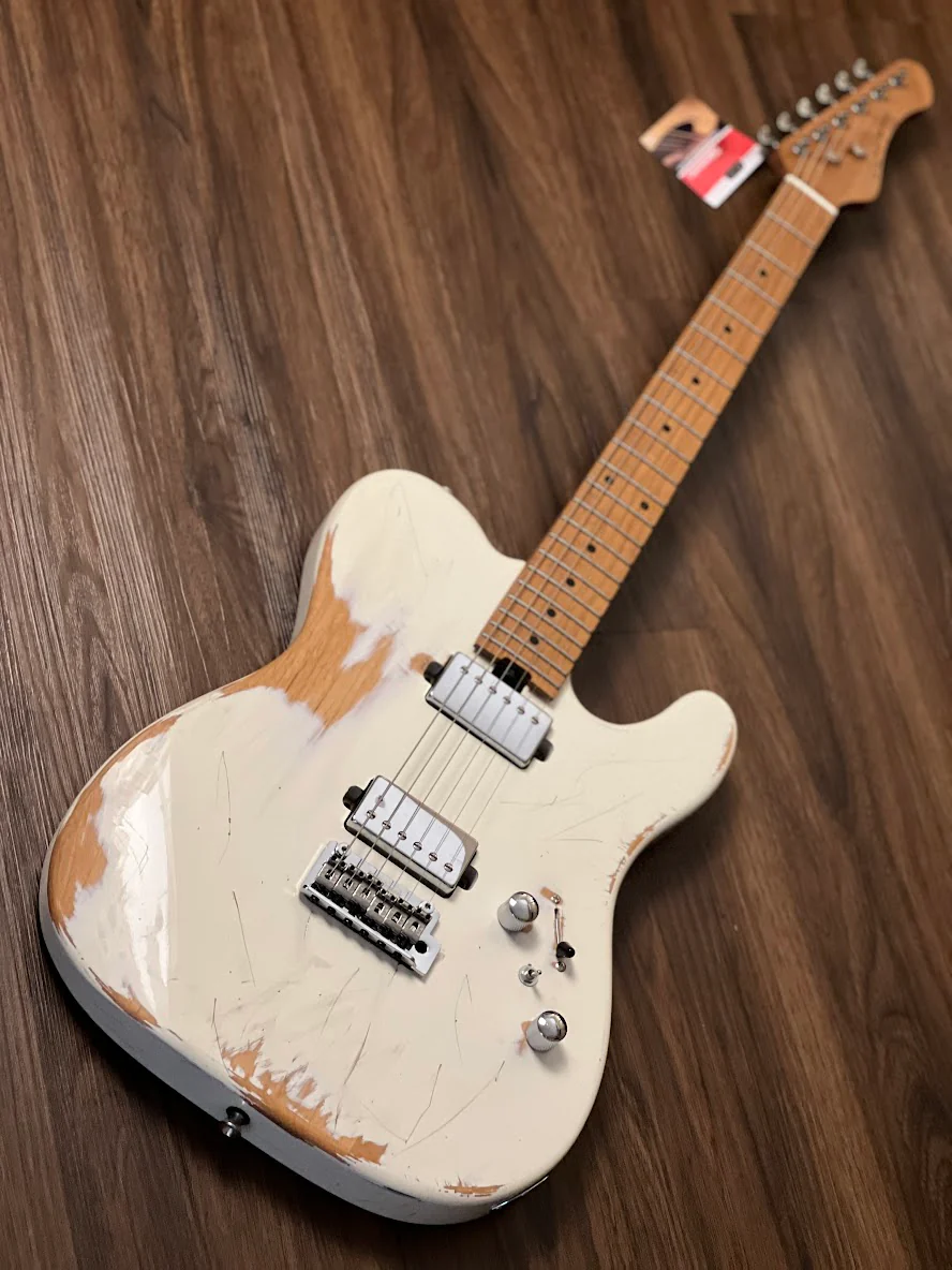 SQOE SETL960 HH Roasted Maple Series in Olympic White Heavy Relic - Image 3