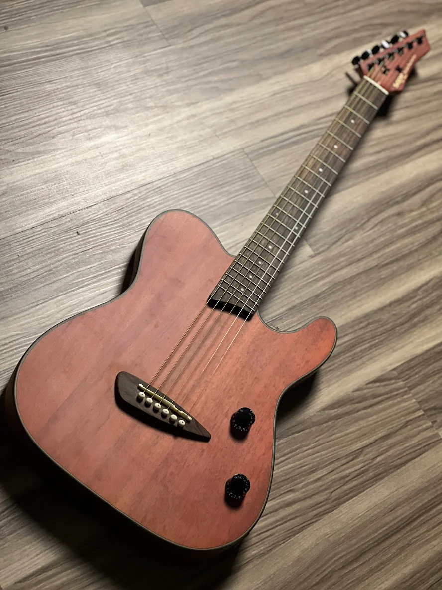 SQOE Spain SETL800 Acoustic Electric with Piezo in Natural Matte Mahogany - Image 3