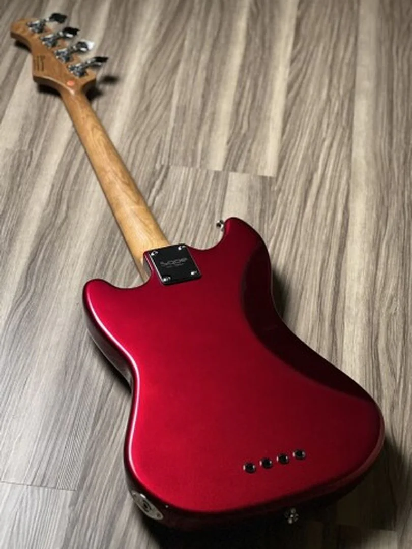 SQOE SPJ400 Short Scale Roasted Maple Series Bass in Metallic Red - Image 5