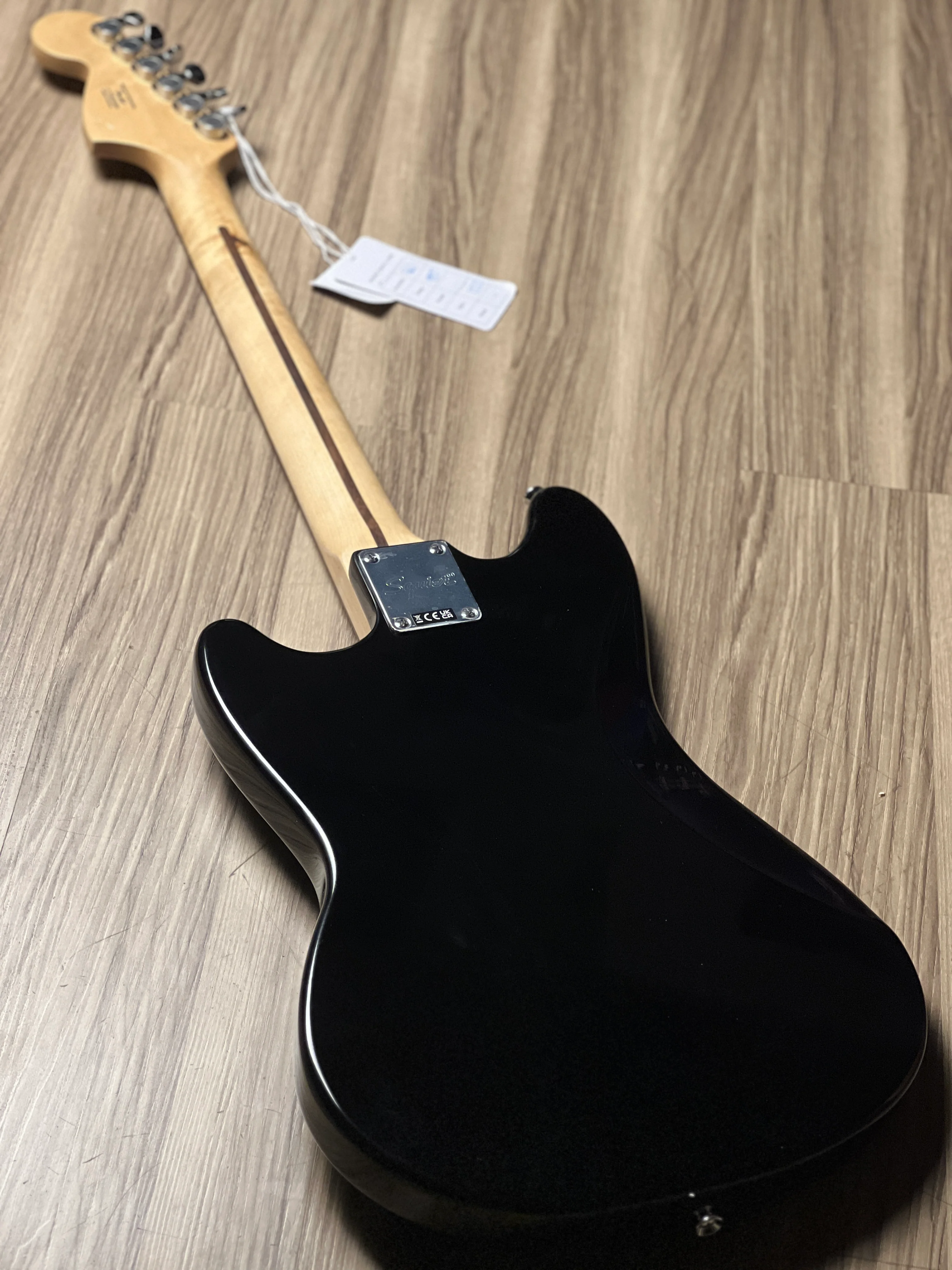 Squier FSR Bullet Competition HH Mustang With Shoreline Stripes And Laurel FB In Black - Image 5
