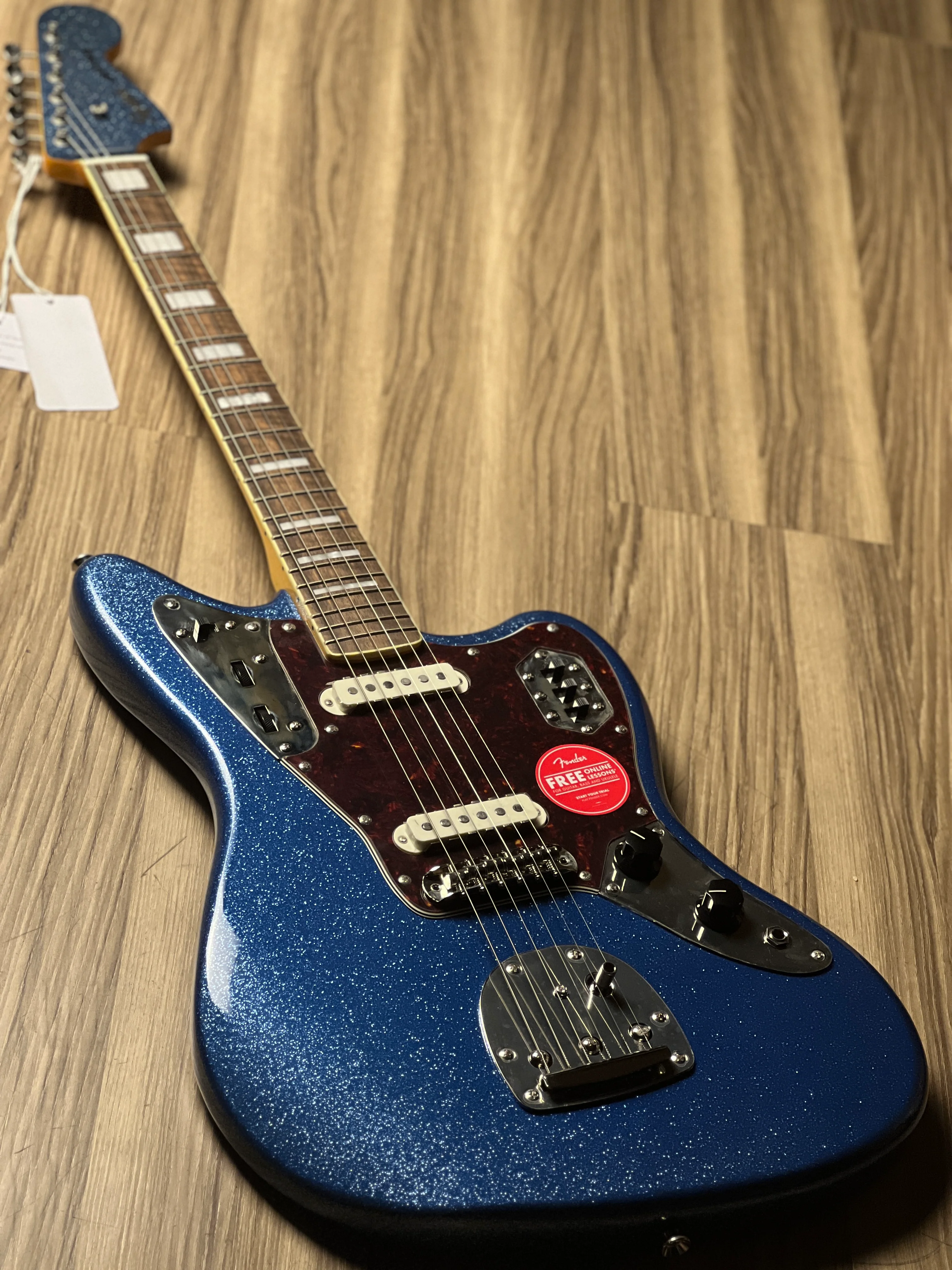 Squier FSR Classic Vibe 70s Jaguar with Laurel FB in Blue Sparkle - Image 3