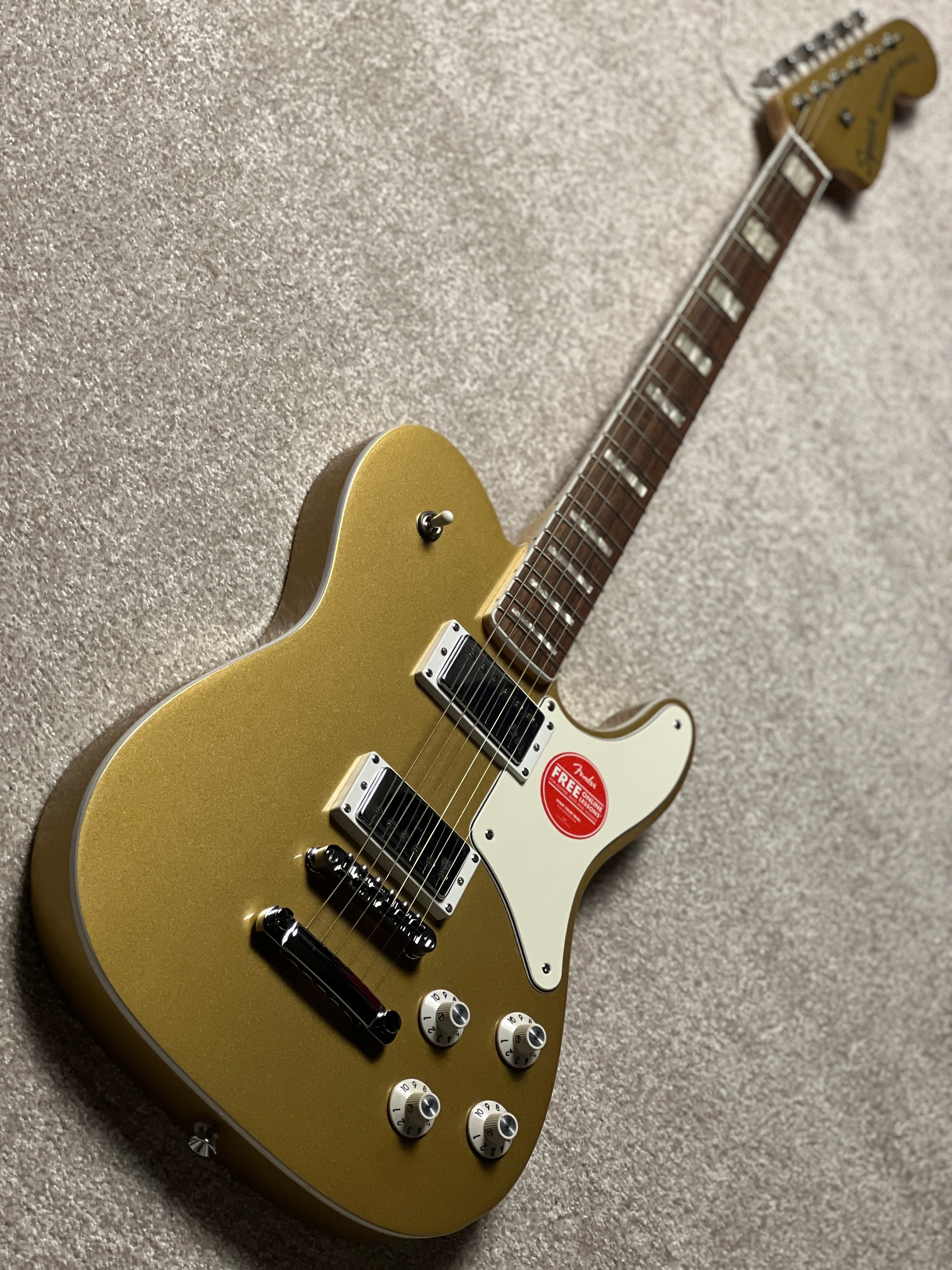 Squier Ltd Paranormal Troublemaker Telecaster Deluxe with Laurel FB in Aztec Gold - Image 3