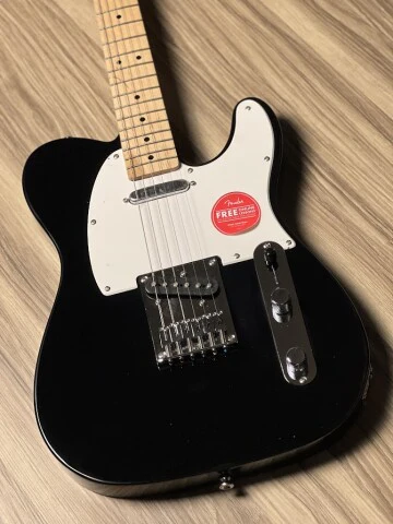 Squier Sonic Telecaster w/White Pickguard with Maple FB in Black - Image 3