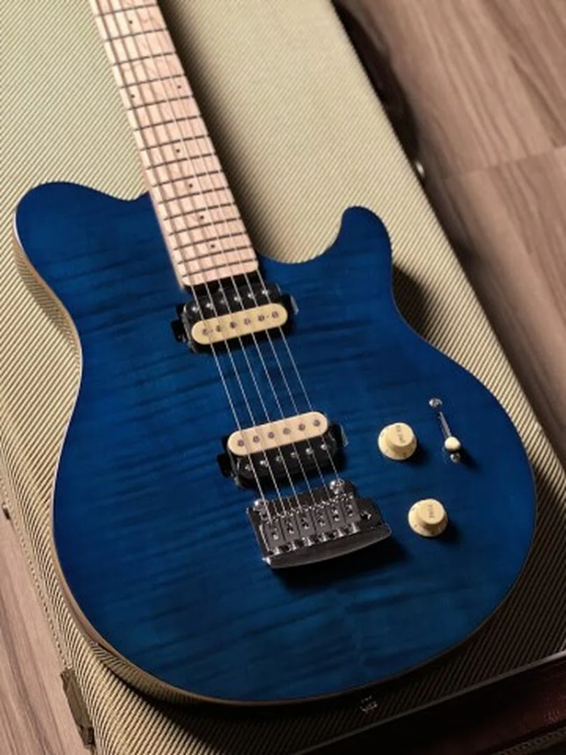 Sterling by Music Man AX3FM Axis Flame Maple with Maple FB in Neptune Blue - Image 3