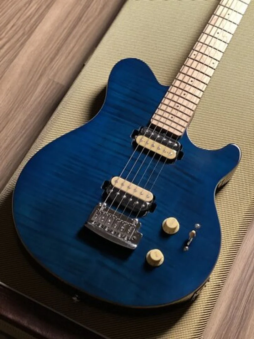 Sterling by Music Man AX3FM Axis Flame Maple with Maple FB in Neptune Blue - Image 4