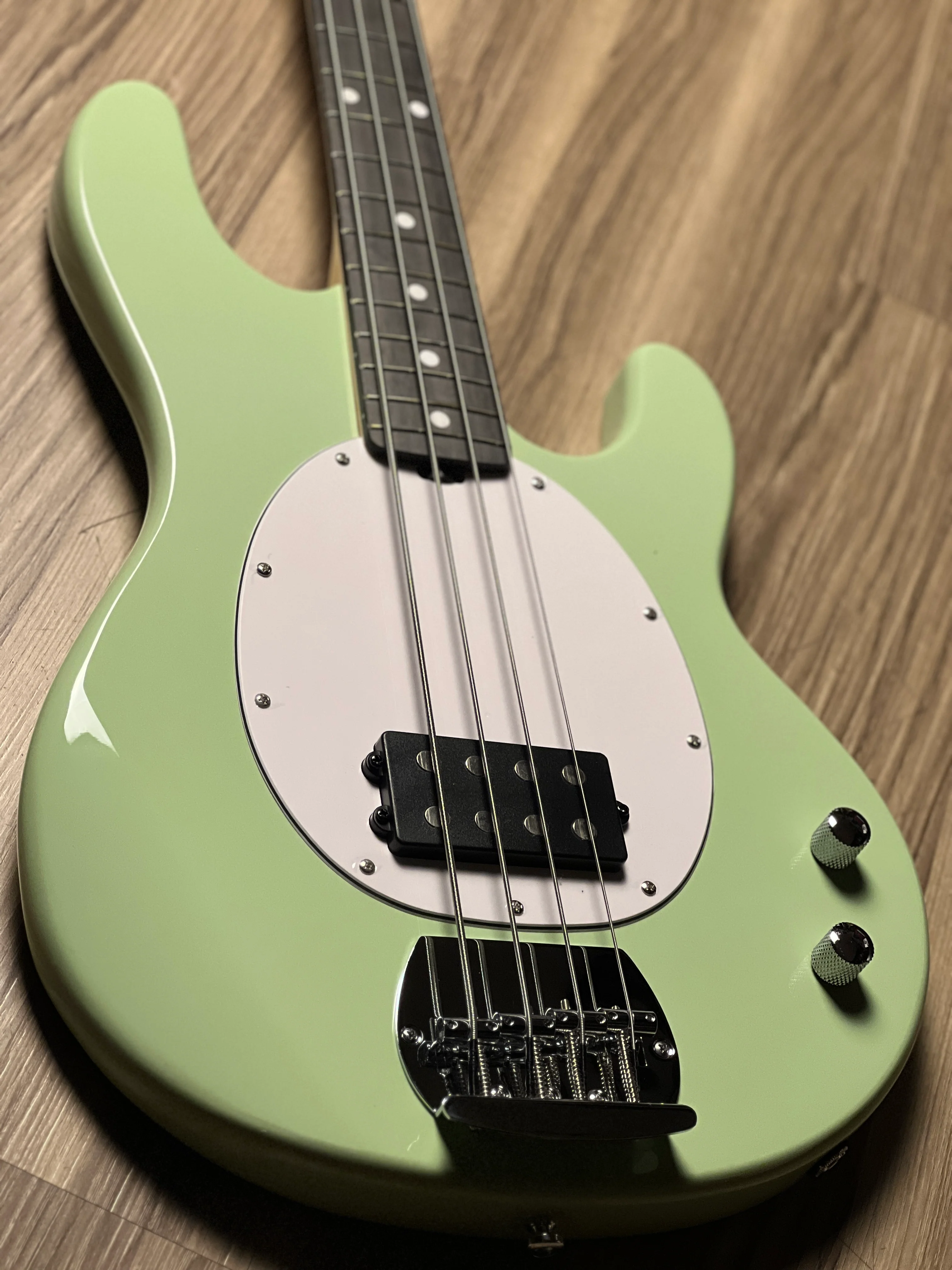 Sterling By Music Man StingRay RAY2 with Amaranth FB in Misty Green - Image 4