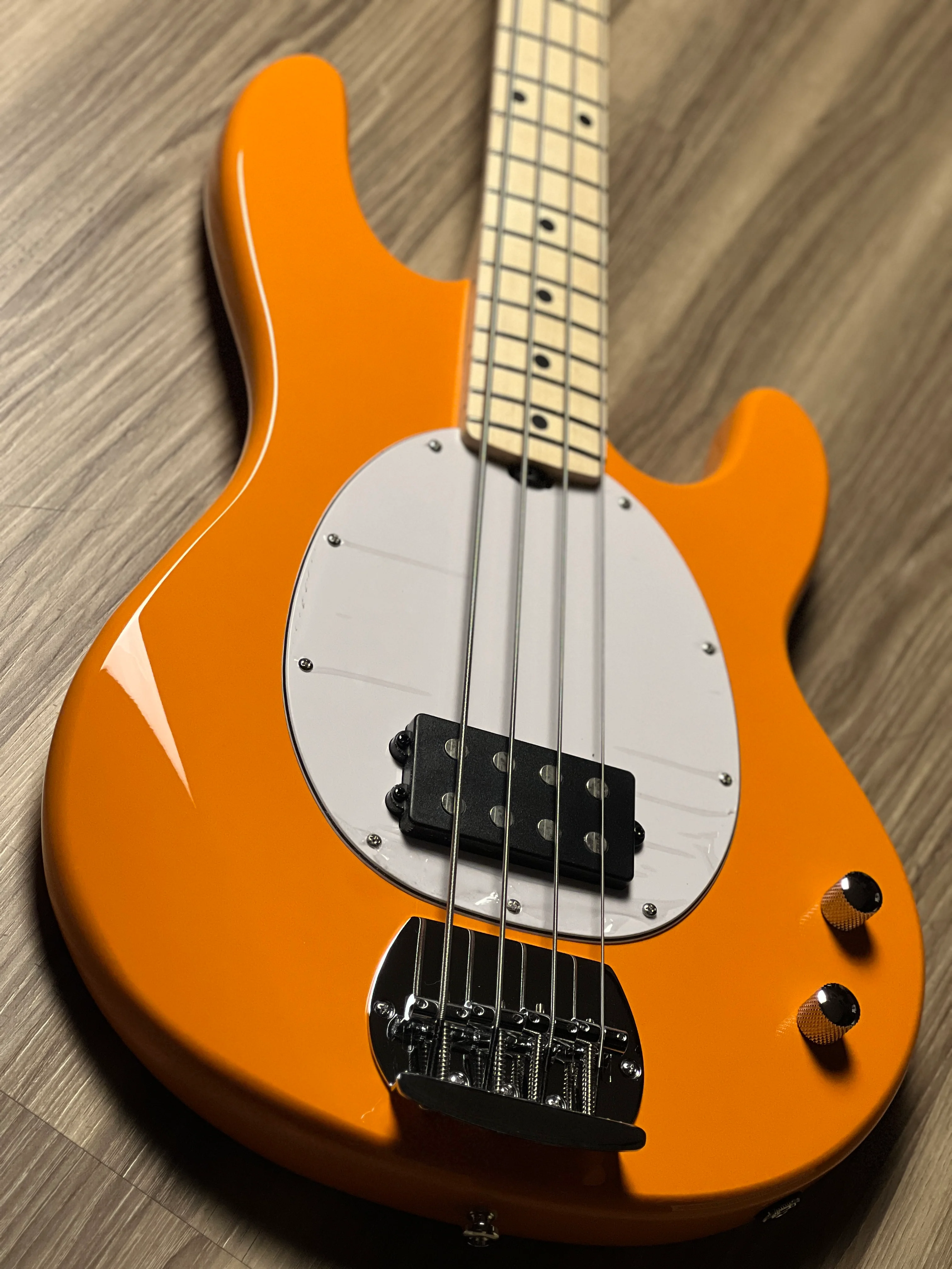 Sterling By Music Man StingRay RAY2 with Maple FB in Sunrise Orange - Image 3