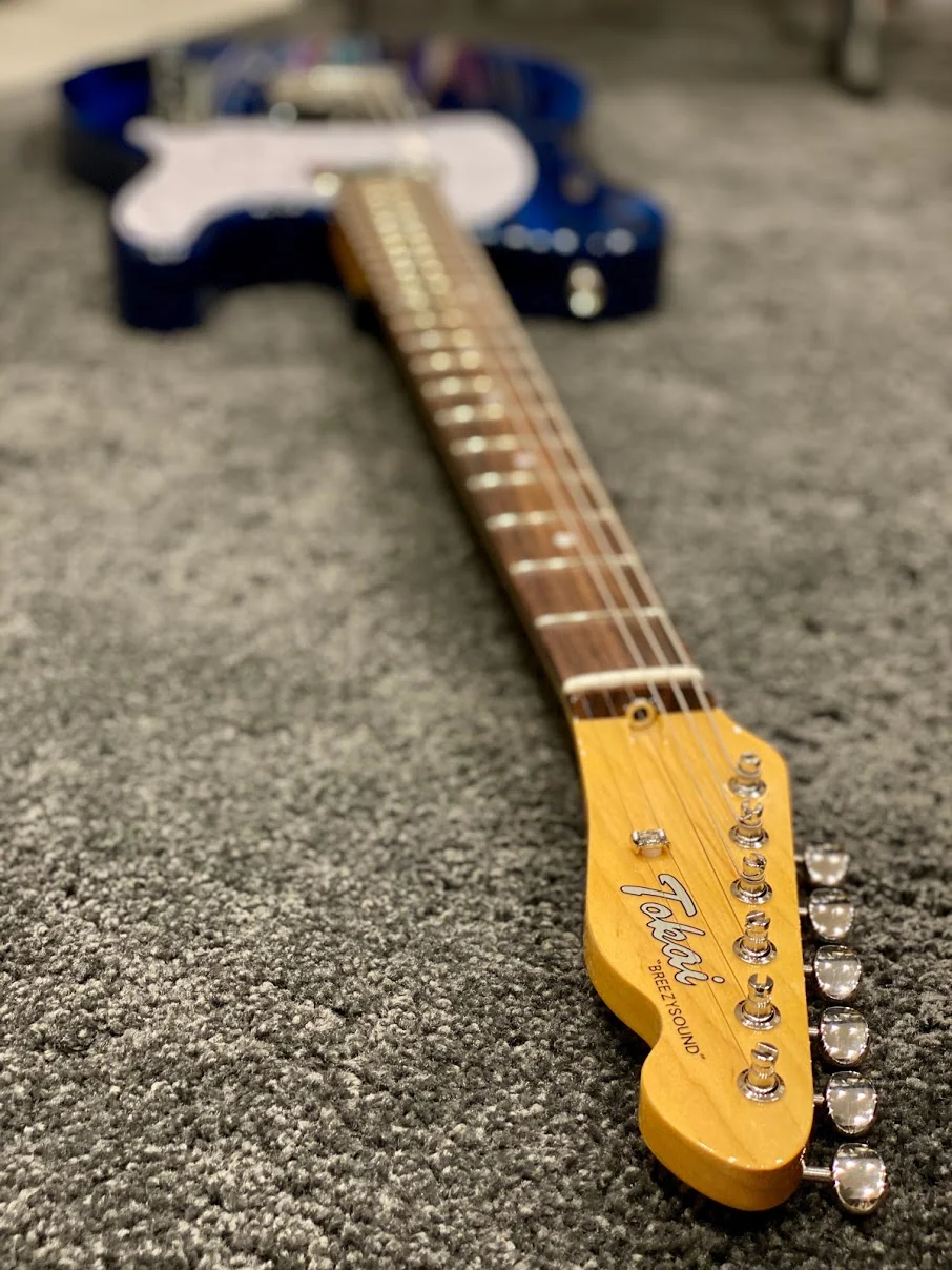 Tokai Japan ATE-137H SBL/R Breezysound Limited Edition in Seethru Blue Roasted Wood with Rosewood FB 191201 - Image 7