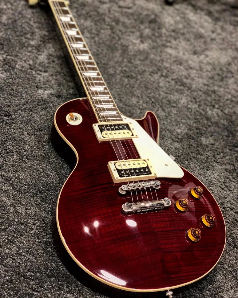 Tokai LS-136F ZB SR Love Rock Japan in Seethru Dark Red with AAAA Flame Top - Image 7